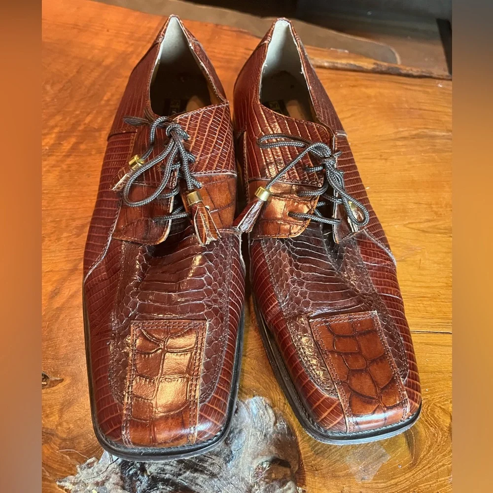Stacy Adams Men’s Size 10 Genuine Snakeskin Leather Dress Shoes Tassel Lace-Up